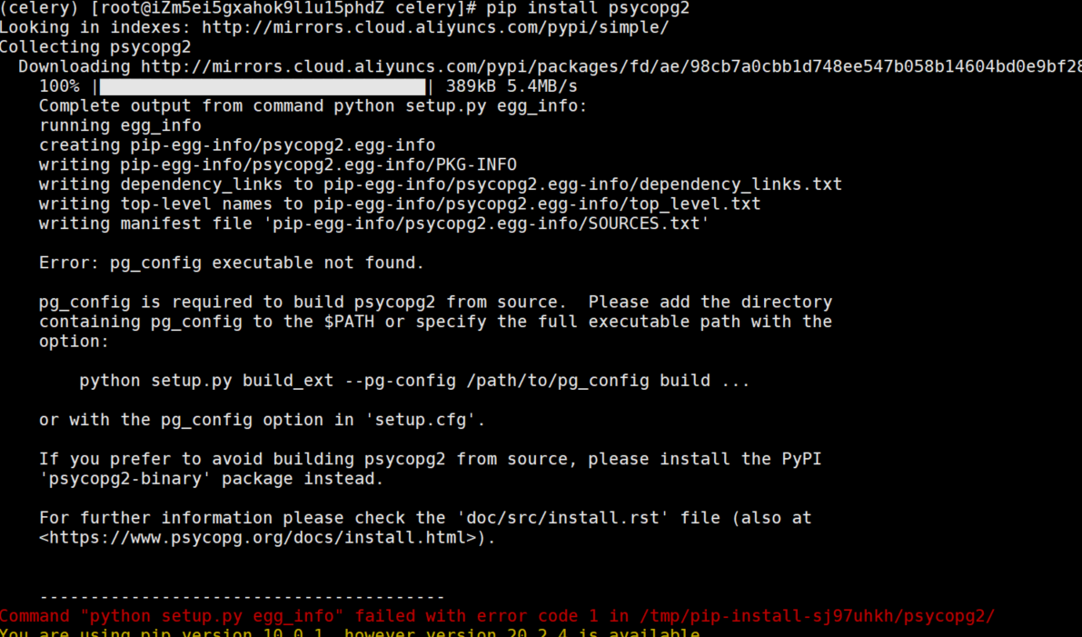 Error: pg_config executable not found. 安装psycopg2出错
